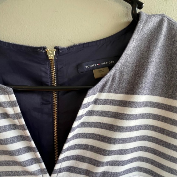 Tommy Hilfiger Dress Sheath Striped Gray White Sleeveless Career Chic Classic - Picture 8 of 10